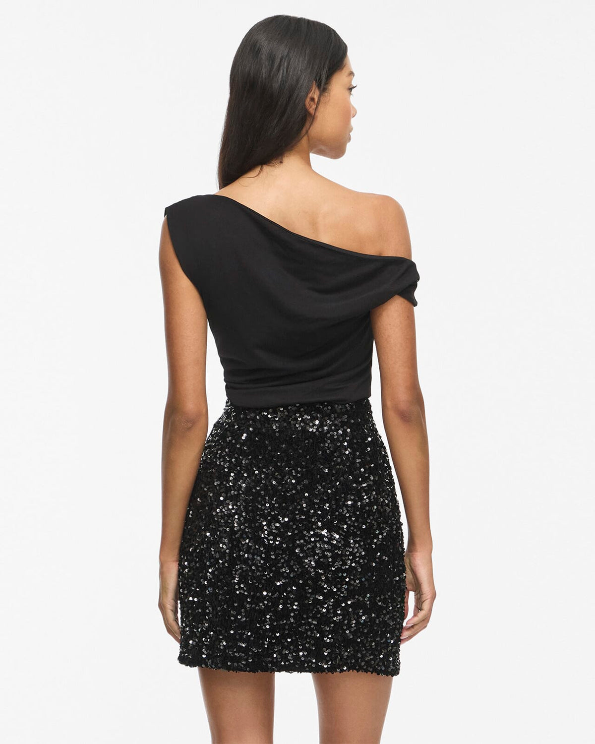 VILA Topp Saya S/L Off Shoulder - Black Beauty