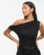 VILA Topp Saya S/L Off Shoulder - Black Beauty