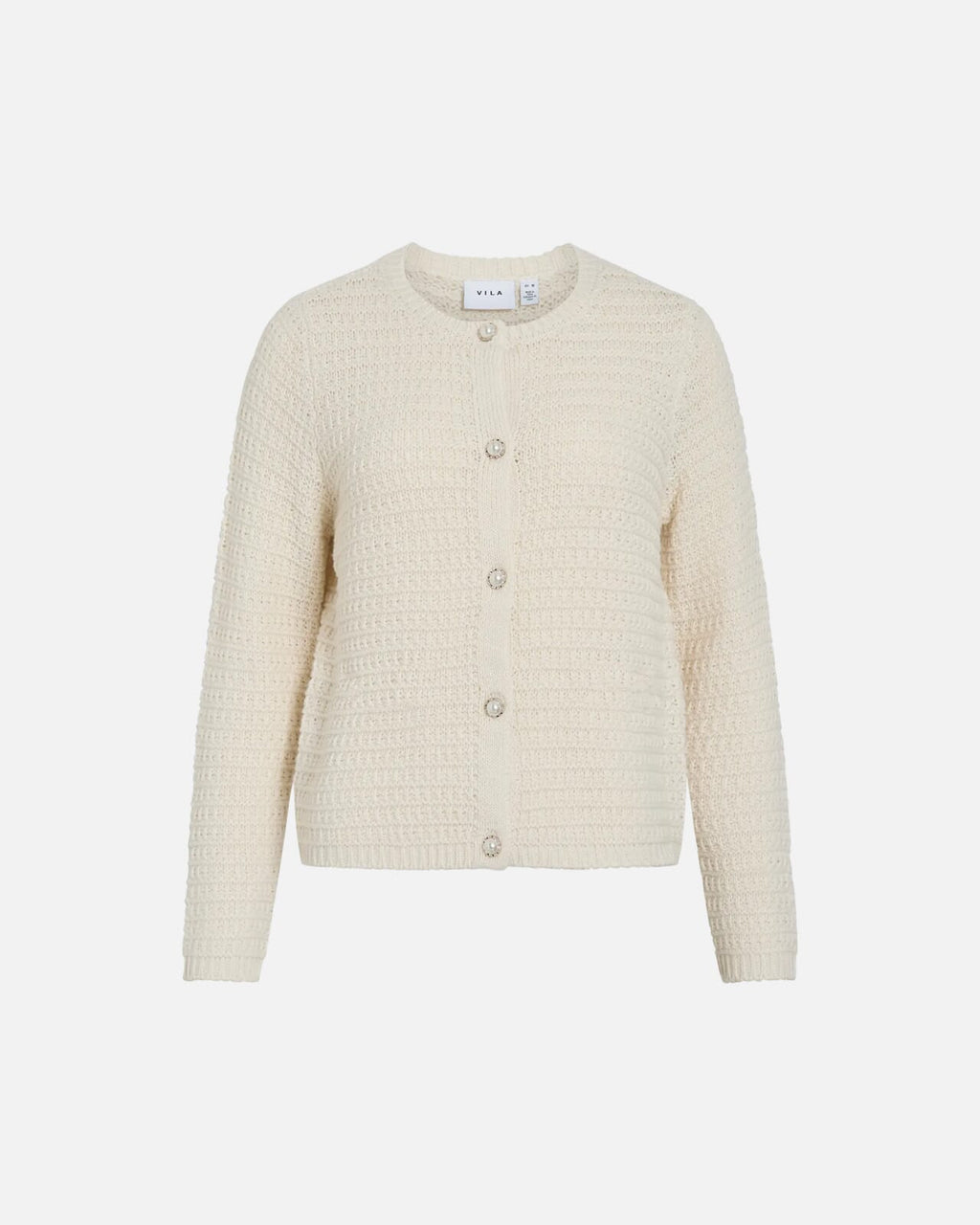 VILA Strikket Cardigan Selina O-neck L/S Knit - Birch
