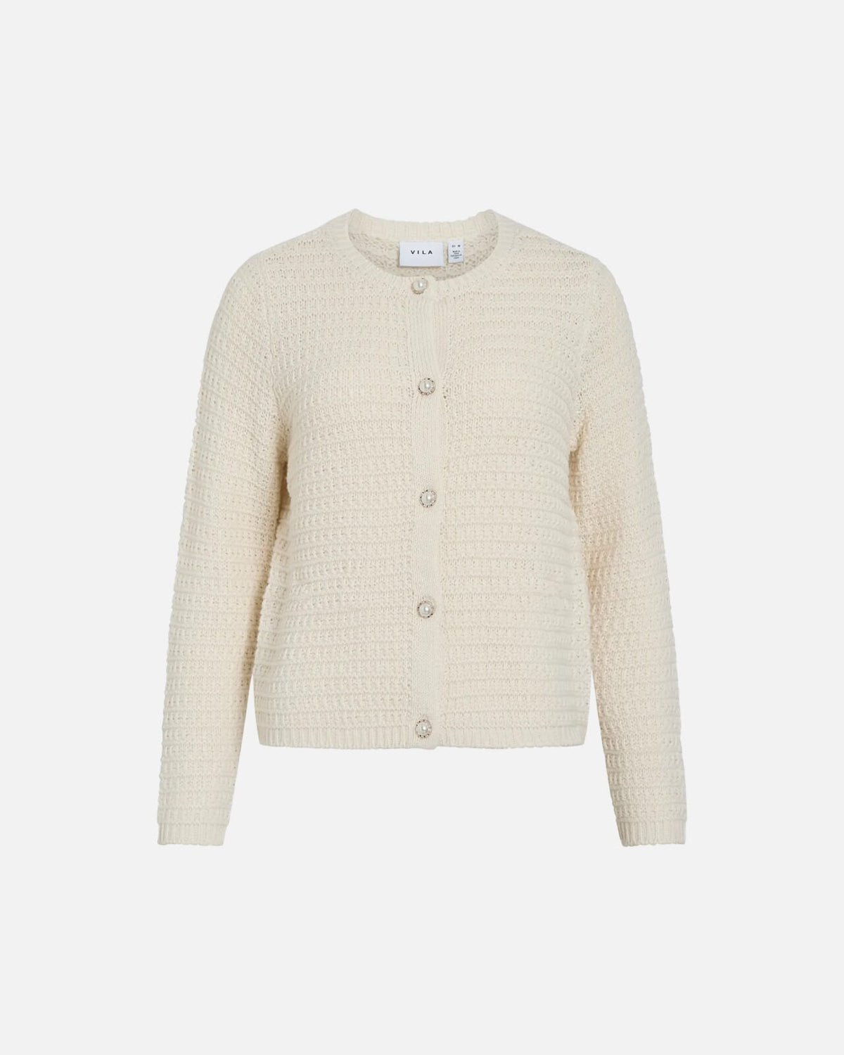 VILA Strikket Cardigan Selina O-neck L/S Knit - Birch