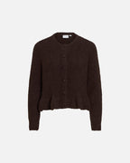 VILA Strikket Cardigan Bows L/S Flounce Knit - Coffee Bean Melange