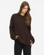 VILA Strikkegenser Bows L/S O-neck Knit - Coffee Bean Melange