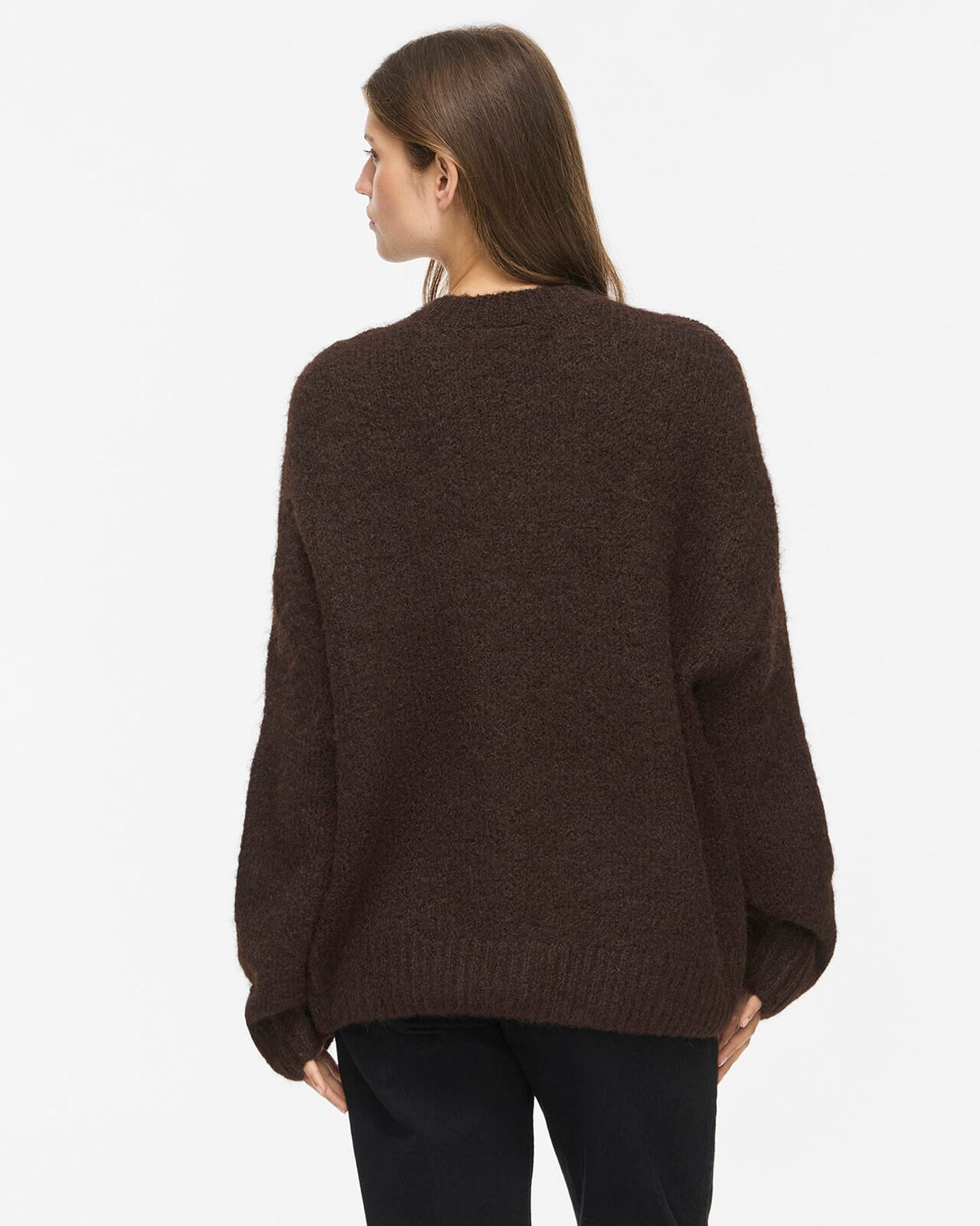 VILA Strikkegenser Bows L/S O-neck Knit - Coffee Bean Melange