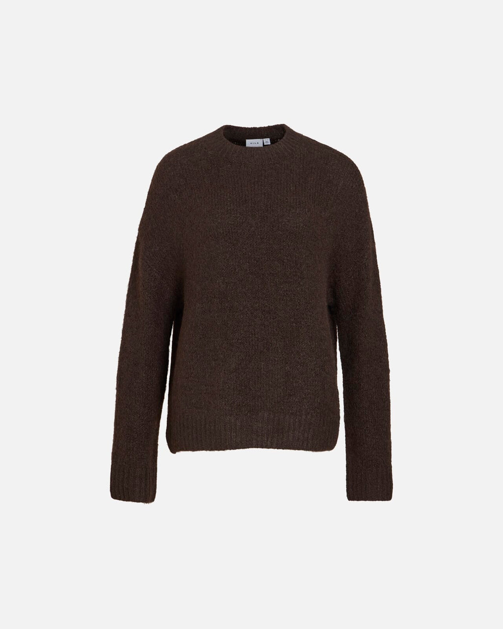 VILA Strikkegenser Bows L/S O-neck Knit - Coffee Bean Melange