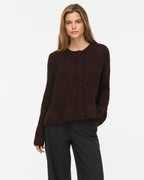 VILA Strikket Cardigan Bows L/S Flounce Knit - Coffee Bean Melange