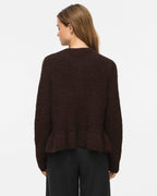 VILA Strikket Cardigan Bows L/S Flounce Knit - Coffee Bean Melange