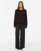 VILA Strikket Cardigan Bows L/S Flounce Knit - Coffee Bean Melange
