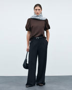 VILA Topp Ellette 2/4 Satin Puff - Coffee Bean
