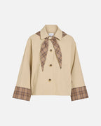VILA Jakke Avara Detail L/S Detail - Fields Of Rye/ Check Scarf