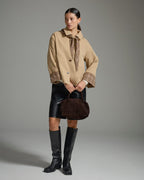 VILA Jakke Avara Detail L/S Detail - Fields Of Rye/ Check Scarf