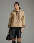 VILA Jakke Avara Detail L/S Detail - Fields Of Rye/ Check Scarf