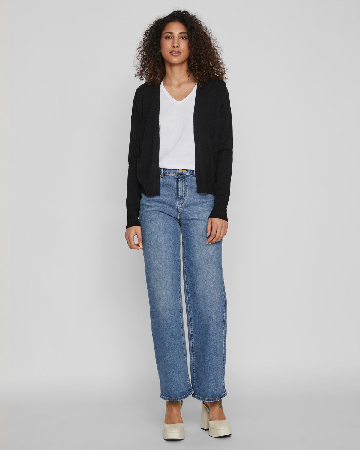 VILA Cardigan Ril Short L/S Knit Cardigan - Black