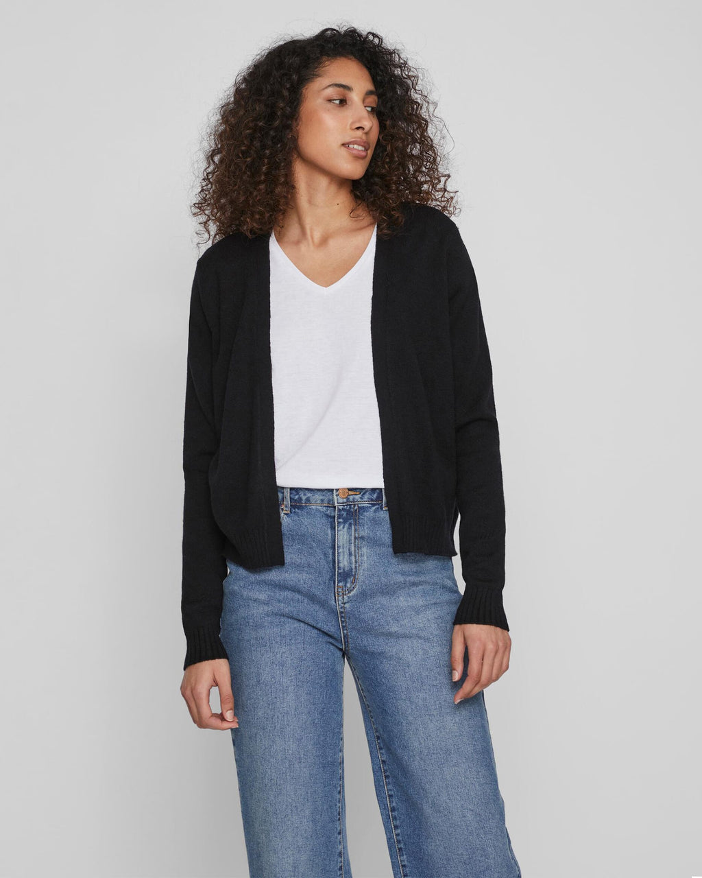 VILA Cardigan Ril Short L/S Knit Cardigan - Black
