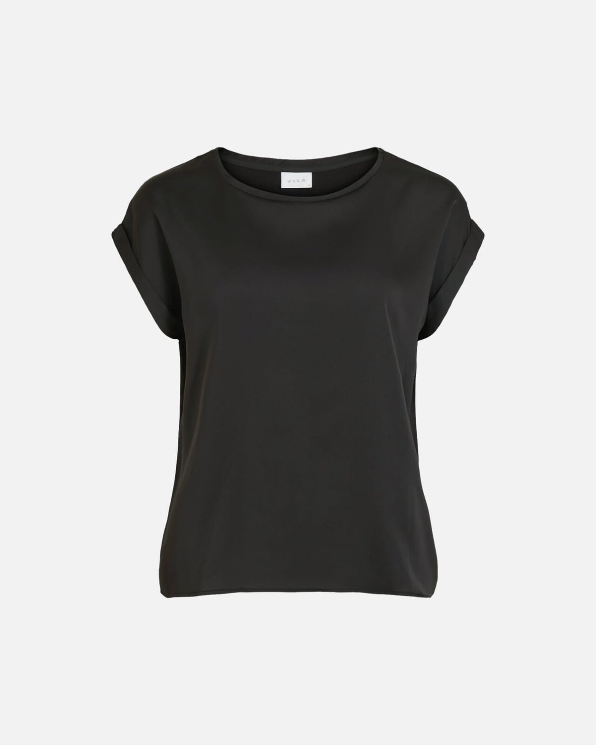 VILA Topp Ellette S/S Satin  - Black