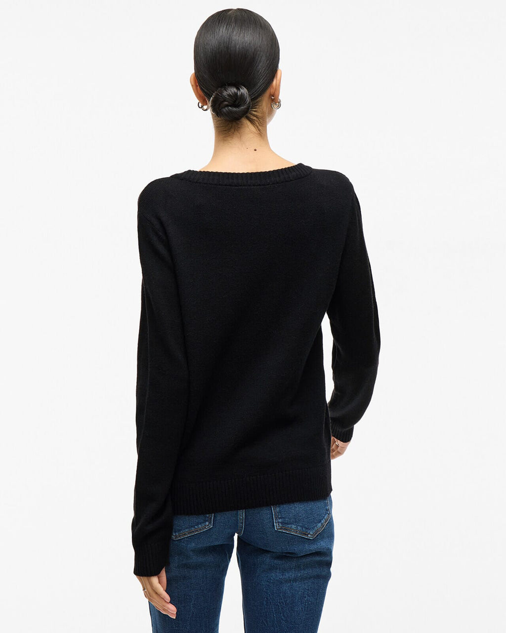 VILA Genser Ril O-neck L/S - Black