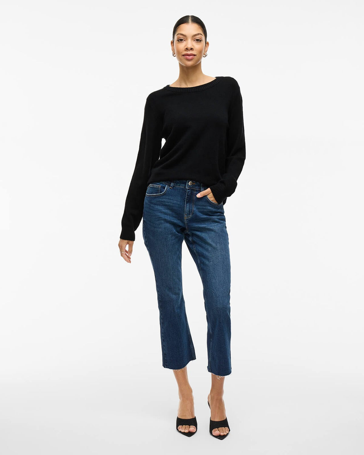 VILA Genser Ril O-neck L/S - Black