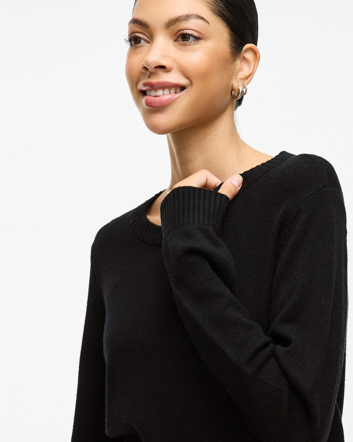 VILA Genser Ril O-neck L/S - Black