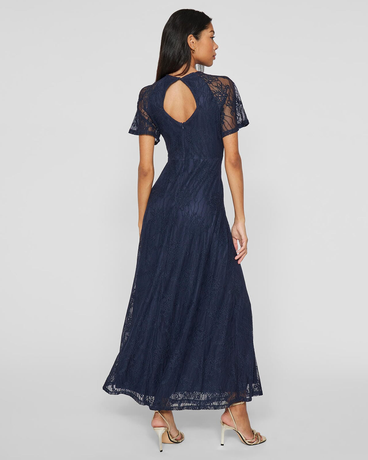 VILA Maxikjole Femma S/S Lace Dress - Navy Blazer