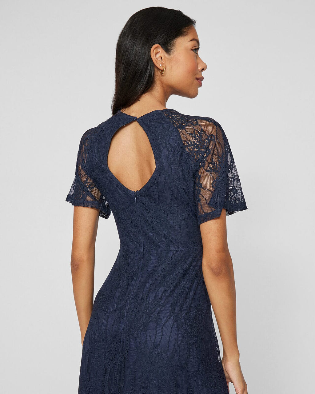 VILA Maxikjole Femma S/S Lace Dress - Navy Blazer