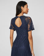 VILA Maxikjole Femma S/S Lace Dress - Navy Blazer