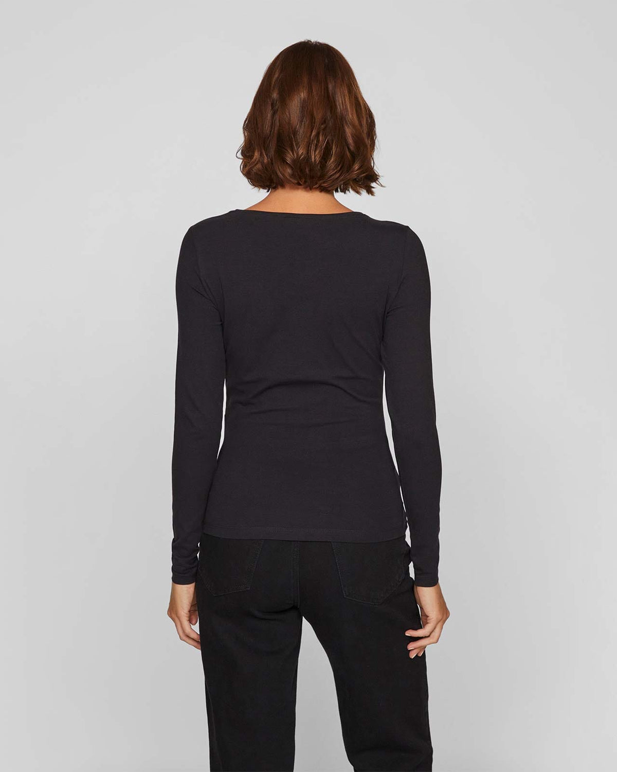 VILA Topp Nora L/S O-neck- Black Beauty