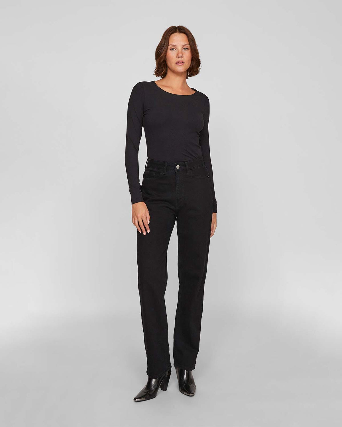 VILA Topp Nora L/S O-neck- Black Beauty