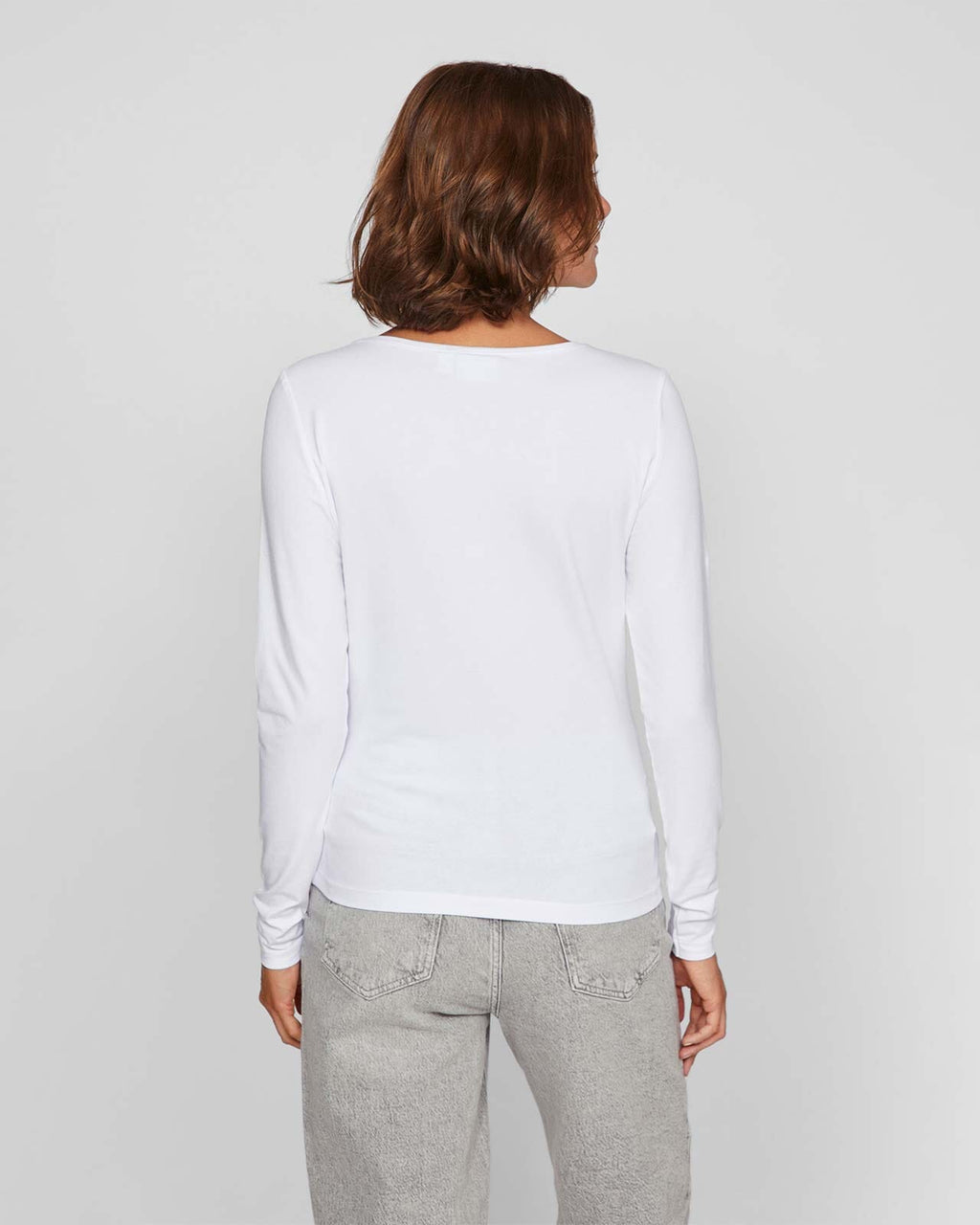 VILA Topp Nora L/S O-neck- Bright White