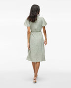 VILA Omslagskjole Lovie S/S Wrap Midi - Desert Sage/ Flower