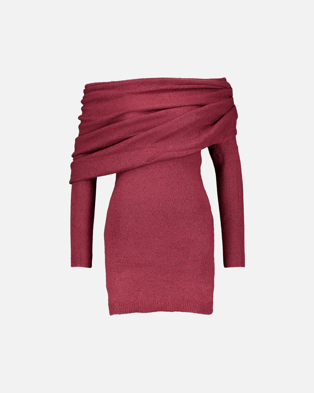 VILA Strikkekjole Rolfie Off Shoulder Mini Knit - Burgundy