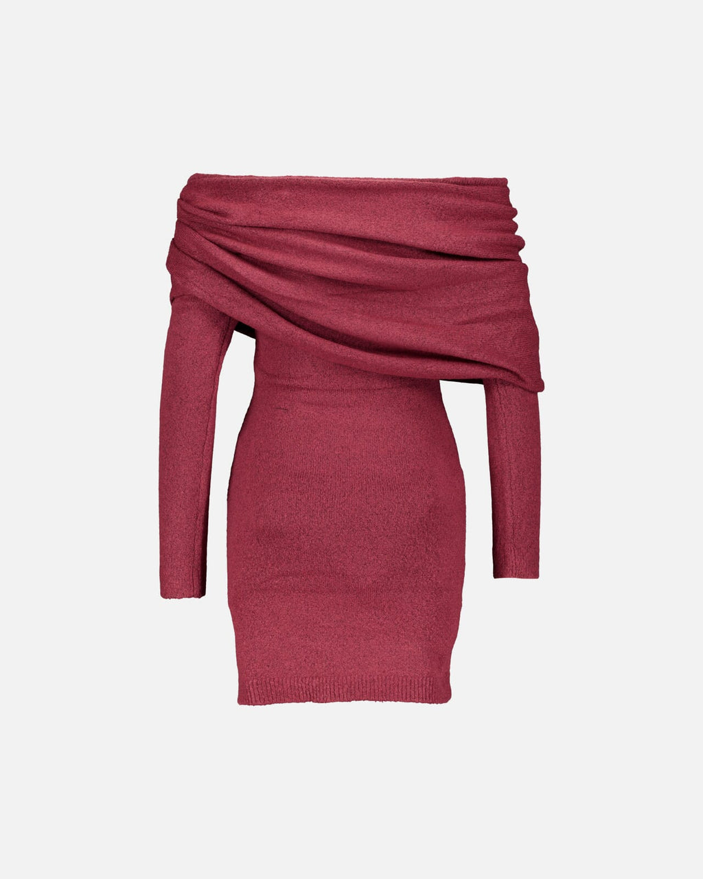 VILA Strikkekjole Rolfie Off Shoulder Mini Knit - Burgundy
