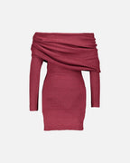 VILA Strikkekjole Rolfie Off Shoulder Mini Knit - Burgundy