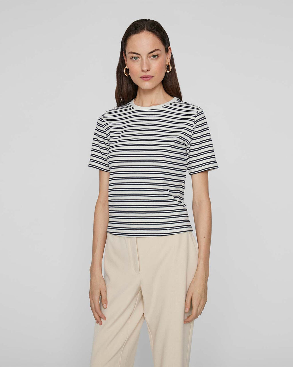 VILA T-skjorte Sola S/S T-shirt - Navy Blazer/ Snow White