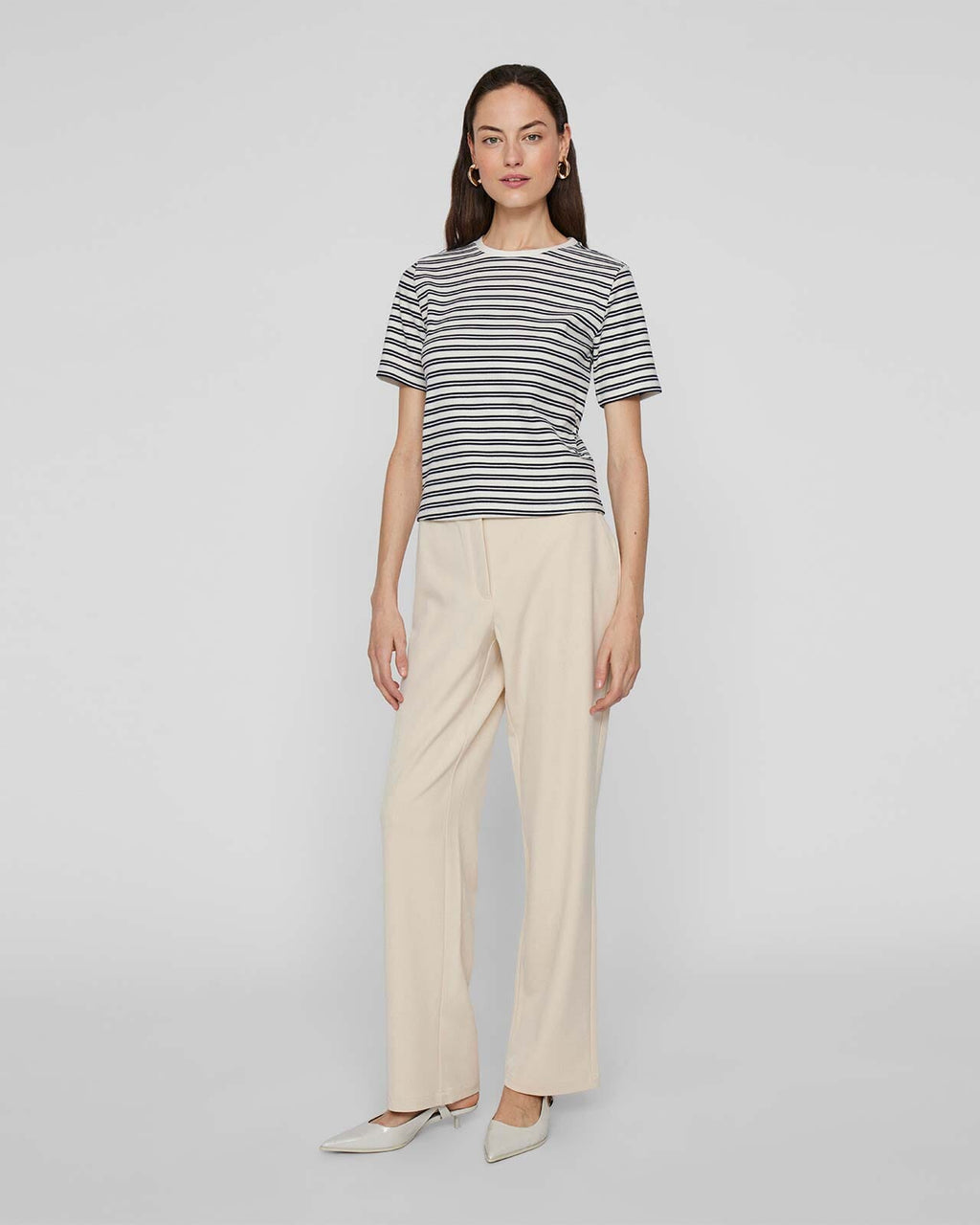 VILA T-skjorte Sola S/S T-shirt - Navy Blazer/ Snow White