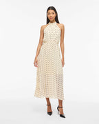 VILA Midikjole Micada Halterneck Ancle - Birch/ Black Dots
