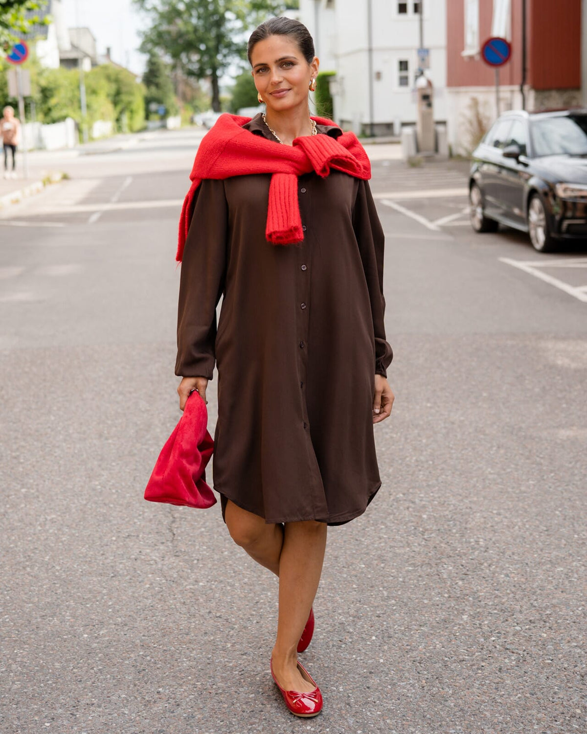FLOYD Skjortekjole Lilo Uni - Dark Brown