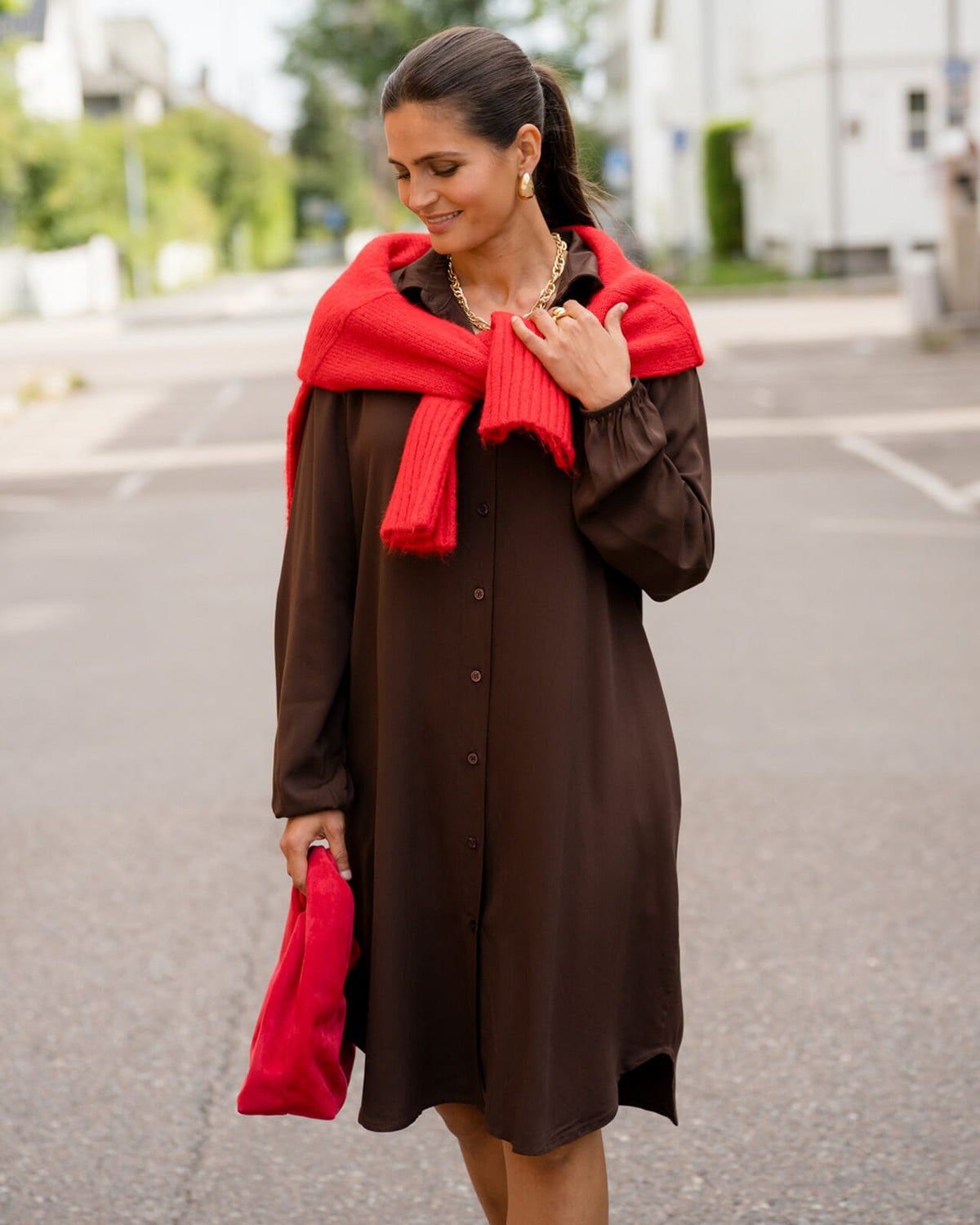 FLOYD Skjortekjole Lilo Uni - Dark Brown