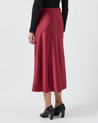 Y.A.S Satengskjørt Pella HW Midi Skirt - Tibetan Red
