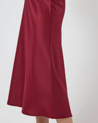 Y.A.S Satengskjørt Pella HW Midi Skirt - Tibetan Red