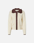Y.A.S Cardigan Nella LS Knit - Birch/ Chocolate Brown