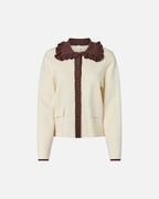 Y.A.S Cardigan Nella LS Knit - Birch/ Chocolate Brown