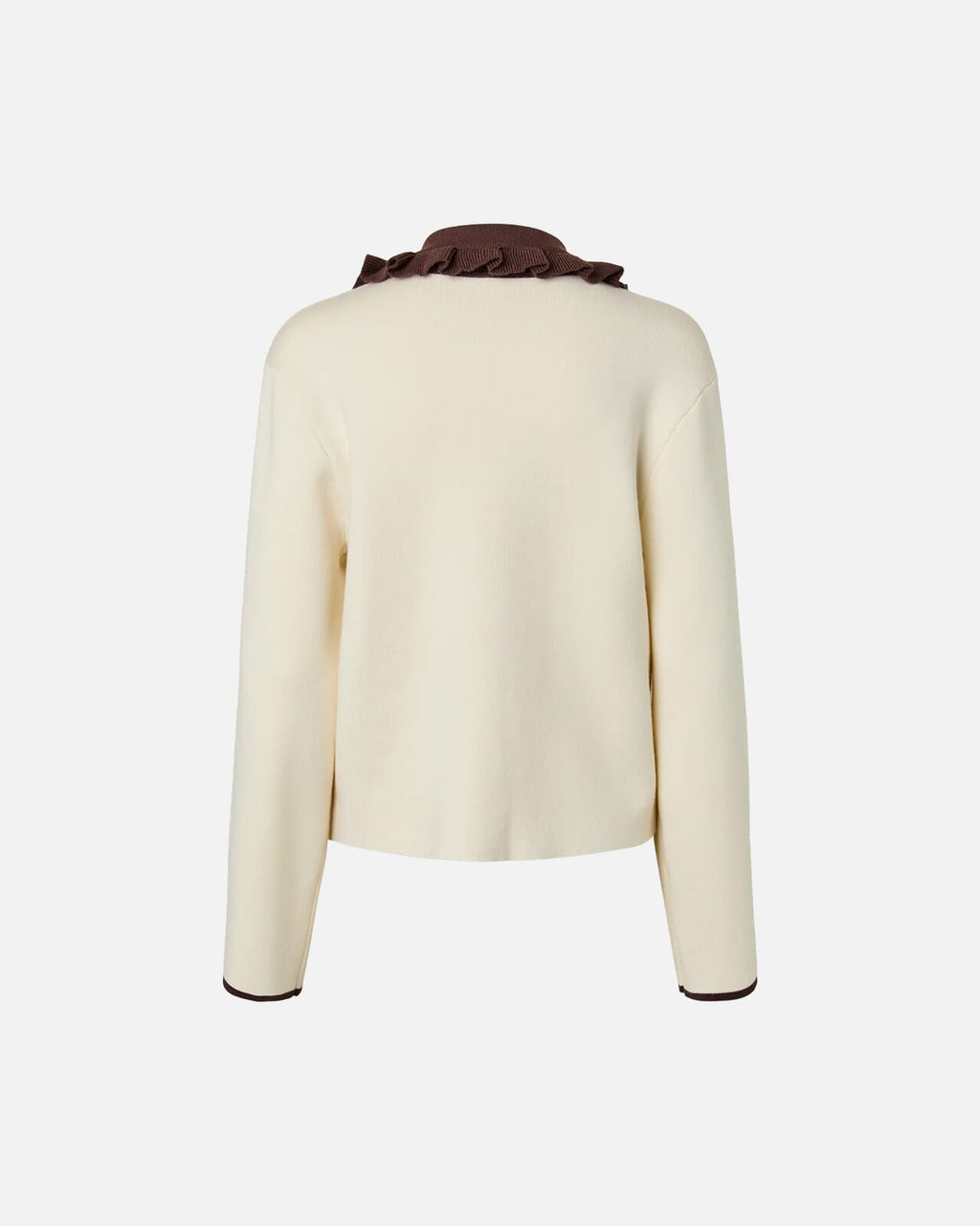 Y.A.S Cardigan Nella LS Knit - Birch/ Chocolate Brown