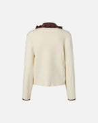 Y.A.S Cardigan Nella LS Knit - Birch/ Chocolate Brown