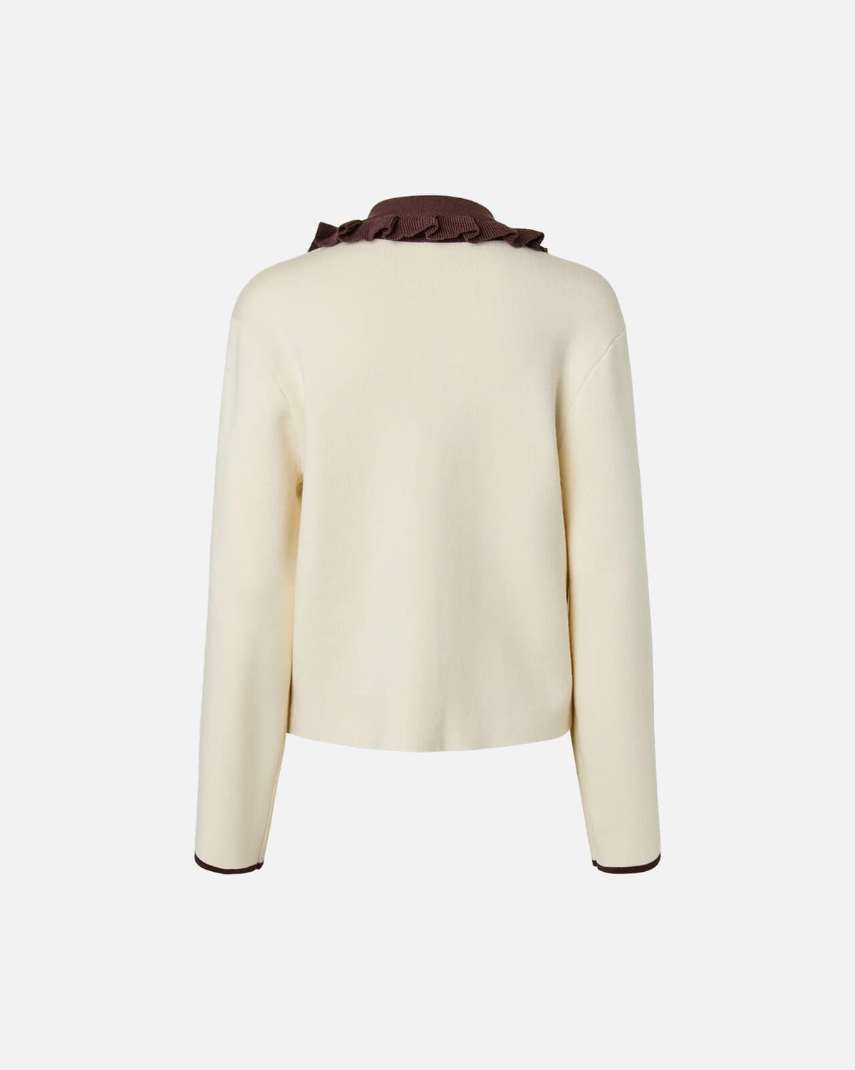 Y.A.S Cardigan Nella LS Knit - Birch/ Chocolate Brown