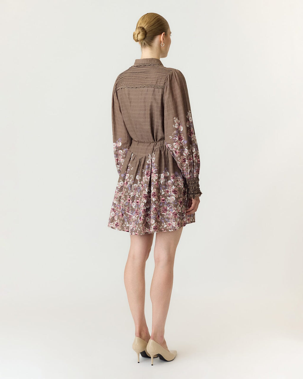 Y.A.S Skjortekjole Somellu LS Shirt - Timber Wolf/ Somellu print