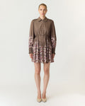 Y.A.S Skjortekjole Somellu LS Shirt - Timber Wolf/ Somellu print
