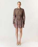 Y.A.S Skjortekjole Somellu LS Shirt - Timber Wolf/ Somellu print