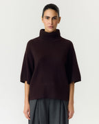 Y.A.S Strikket Topp Emila Ull 2/4 Wool Knit - Coffee Bean