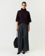 Y.A.S Strikket Topp Emila Ull 2/4 Wool Knit - Coffee Bean