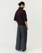 Y.A.S Strikket Topp Emila Ull 2/4 Wool Knit - Coffee Bean
