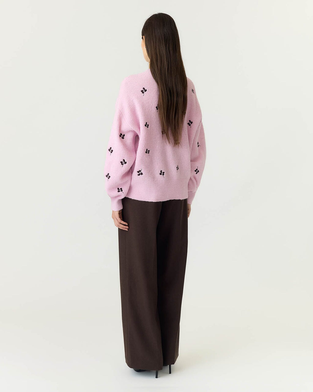 Y.A.S Strikket Cardigan Fleur LS Knit - Nosegay/ Fig flower